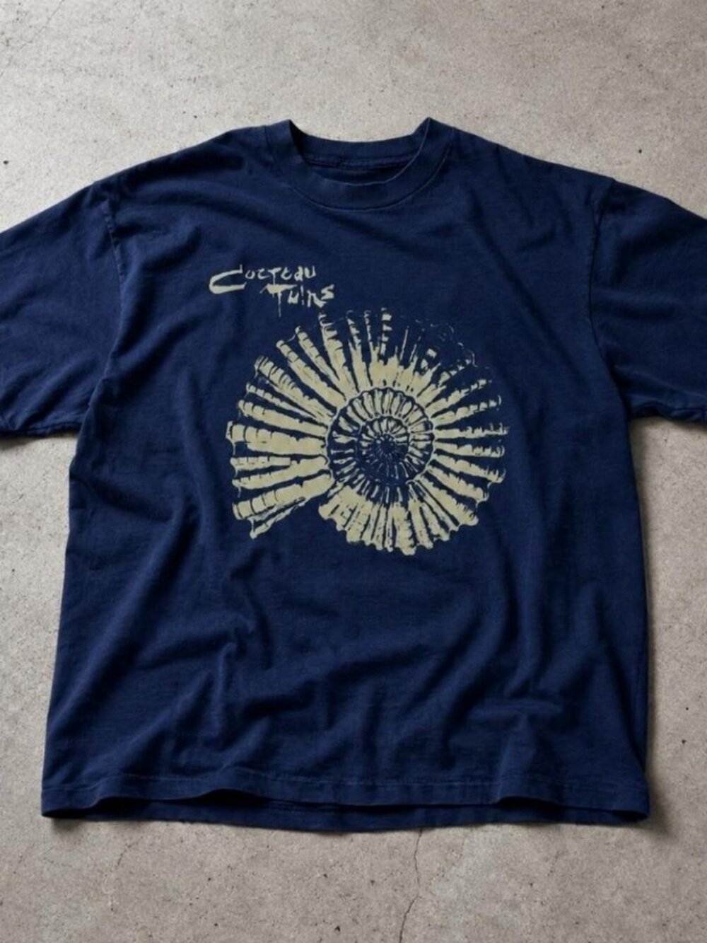 Navy Spiral Shell Music Graphic T Shirt